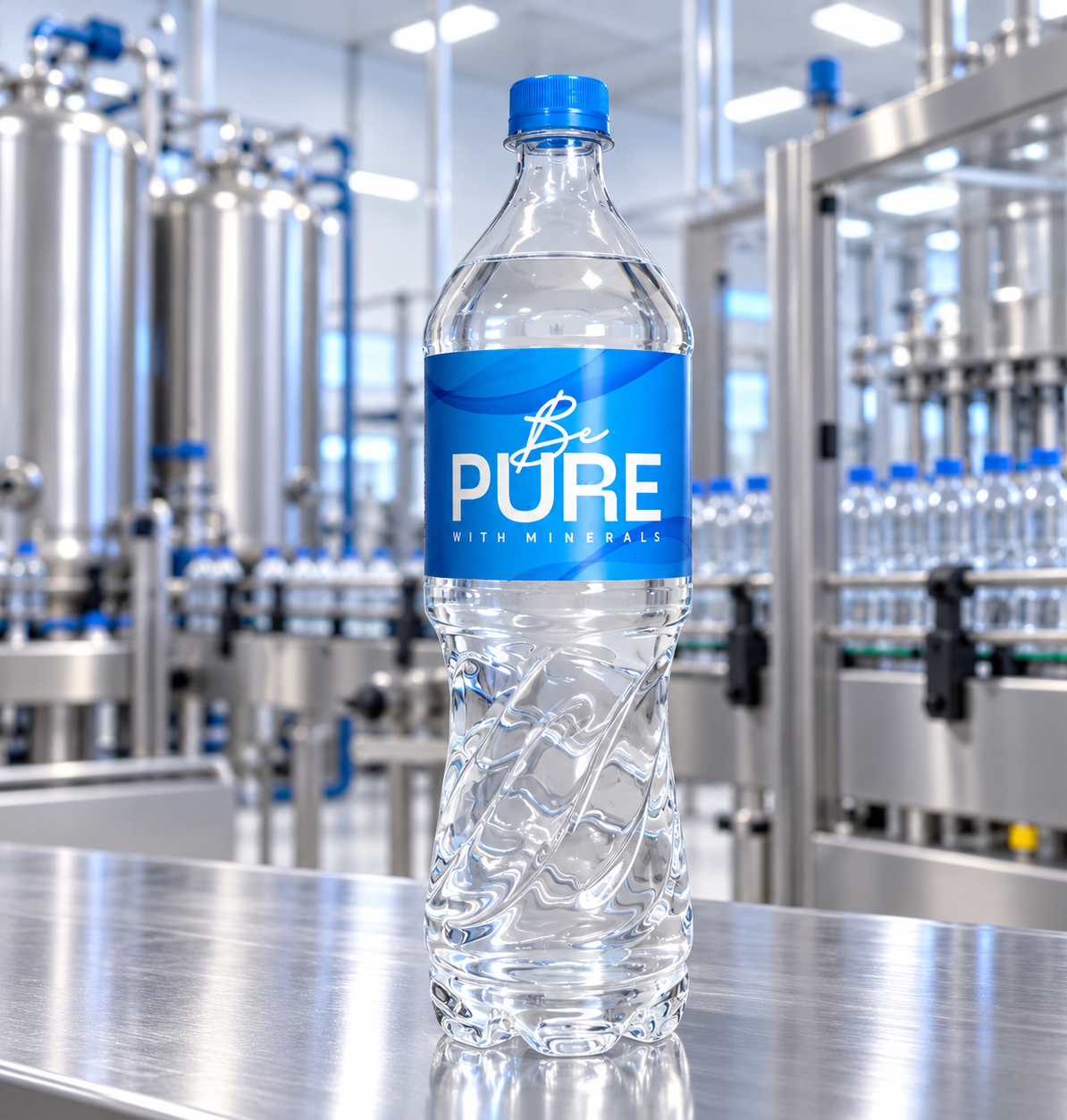 3-Pristine Be PURE bottle in modern facility